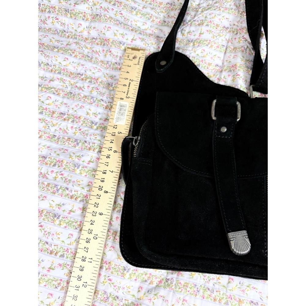 NEW Free People Black Cow Suede Cornell Crossbody Bag Western Boho Shell Detail - Picture 11 of 12
